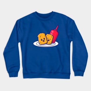 Cute Nuggets Smile With Sauce Cartoon Crewneck Sweatshirt